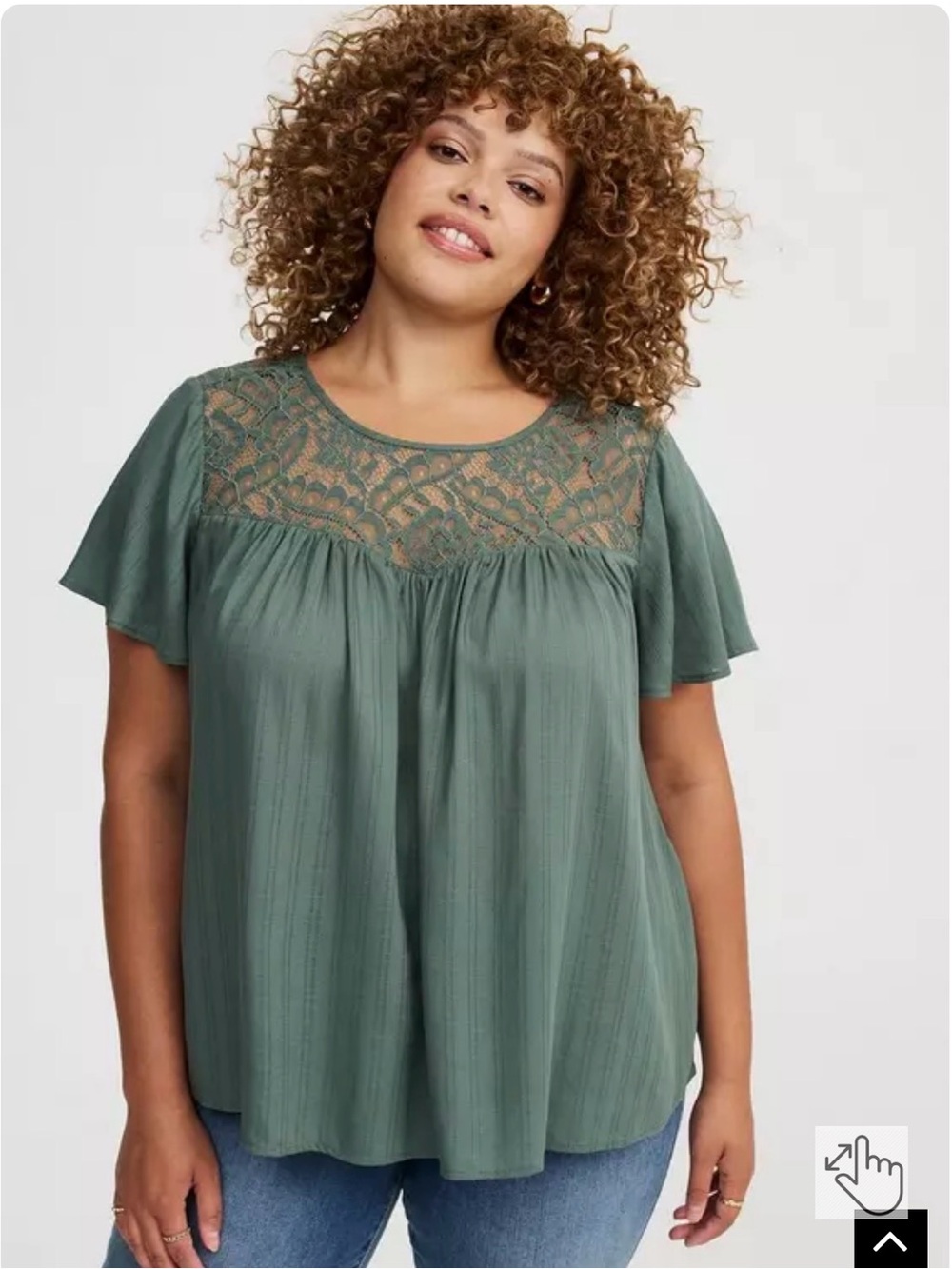 NWT Torrid 6 Floral Lace Yoke Flutter Sleeve Top Feminine Plus Size Shirt